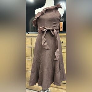 Nue by Shani‎ One-Shoulder Dress w/Ruffle S 6 MSRP $320 NWT shapewear under